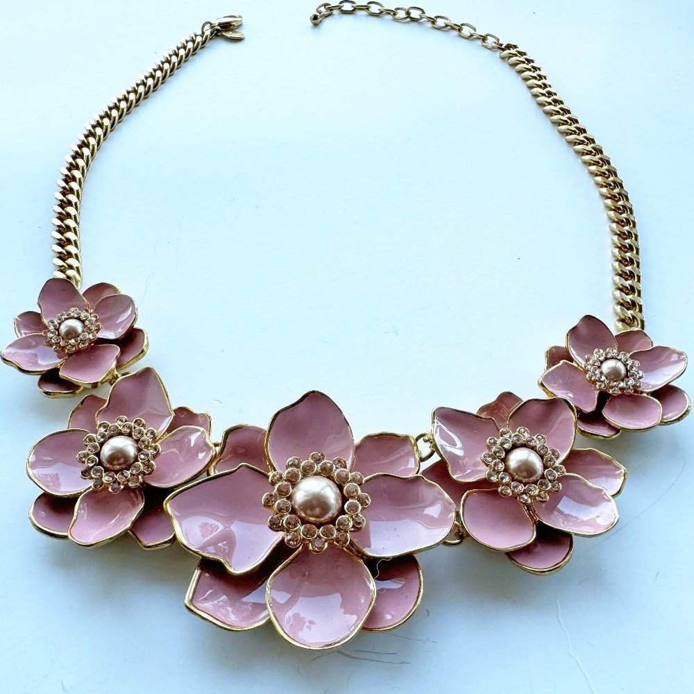 Joan Rivers Enamel Pink Flower Necklace  21" PRETTY FOR SPRING